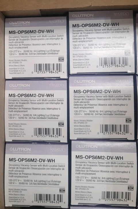 Lot Of (6) Lutron MS-OPS6M2-DV-WH Vacancy/Occupancy Sensor 120/277Volt