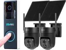 D2A Video Doorbell with Chime and 2CQ4B Best 2K Solar Security Camera,4-Times Ch