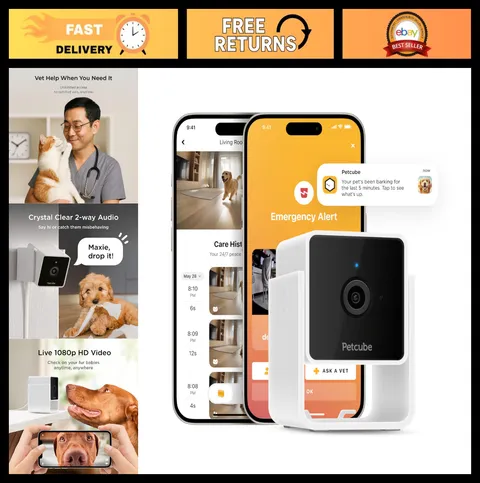 Indoor Wi-Fi Pet & Security Camera - Smart App Control, HD Video, Night Vision