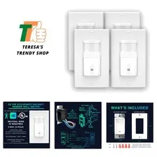 4-Pack 3-Way Motion Sensor Light Switch, Neutral Wire Required,  Certified