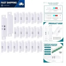 Magnetic Door Contact Sensor Window Alarm Surface Mounted 20 Sets White