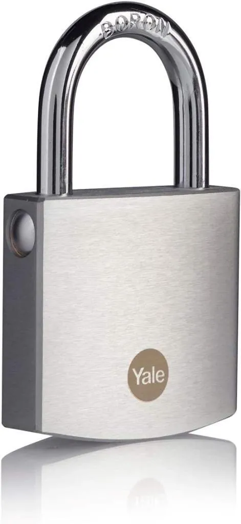 Yale Brass Padlock with Chrome Finish 50 mm Outdoor Lock 3 Keys High Security