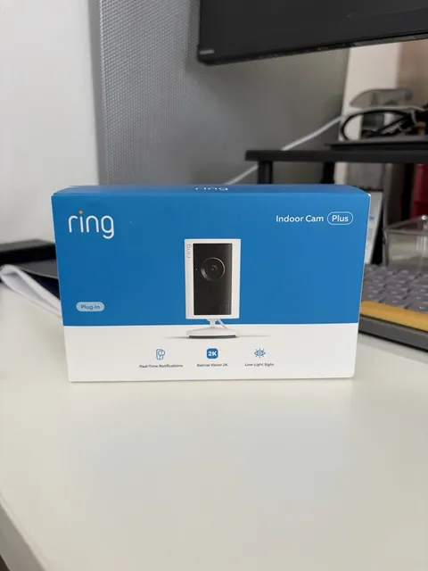 Ring Indoor Cam Plus 2K Plug-In Wi-Fi Indoor Camera, Motion/Night Vision, White