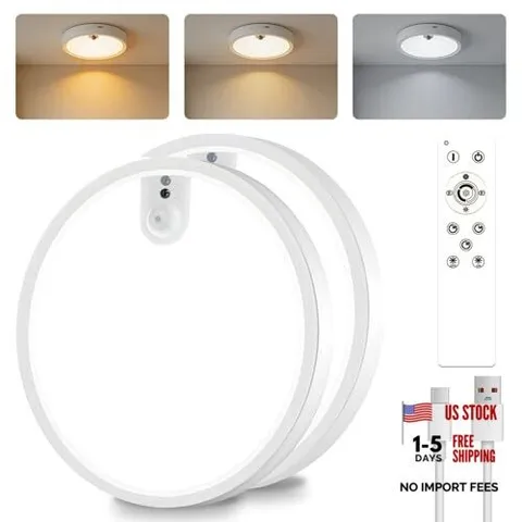 Wireless Motion Sensor Ceiling Light, 7 Inch with 3000K-6500K 7Inch-2pack White