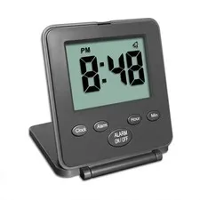 Digital Travel Alarm Clock - No Bells, Whistles, Simple 7 x 8 cm, Black
