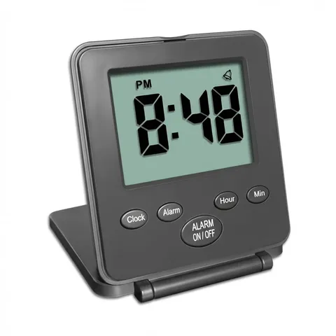 Digital Travel Alarm Clock - No Bells, Whistles, Simple 7 x 8 cm, Black