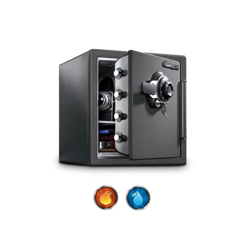 SentrySafe Medium Gray Fireproof Safe and Waterproof Safe Box with Dial Combi...