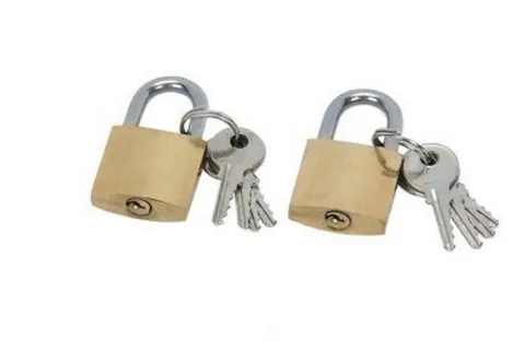 2 Pcs 25mm Solid Brass Mini Padlock Set Pad Locks w/ 2 Keys for Locker Luggage