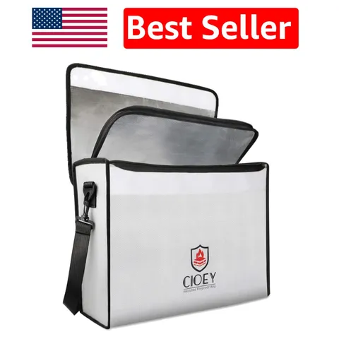 Lockable Fireproof Document Bag - Thermal Insulated & Easy Access