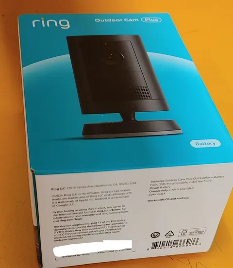 Ring Outdoor Cam Plus + Battery 2K HD Smart security Camera Black color NEW