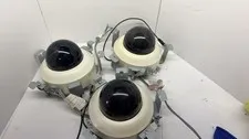Lot of 3 Pelco IS20-CHV10S Color CCTV Dome Cameras w/ IS20-FK Mounts Parts