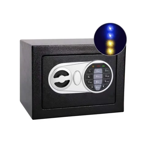 Black Digital Steel Security Safe Box w/ Sensor Light Electronic Keypad Wall