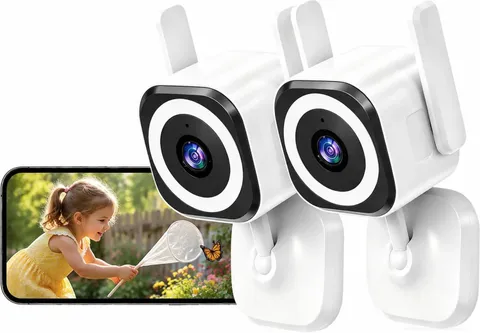 2K Home Security Cameras 2 Pack Indoor Outdoor WiFi Night Vision 2 Way Audio...