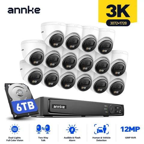 ANNKE 16CH 12MP NVR 5MP POE Security Camera System Two Way Audio AI Color Night