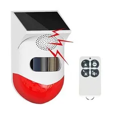 EverNary Solar Strobe Alarm Light with Motion Sensor Siren Outdoor Alarm Sire...