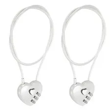 Combination Padlock (19.7 Inch, White)(2Pcs), 3-Digit Heart Shaped Combo Padlock