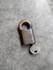 VTG U.S. Navy Solid Brass USN Electric Padlock Working w/Key Corbin Lock Co.