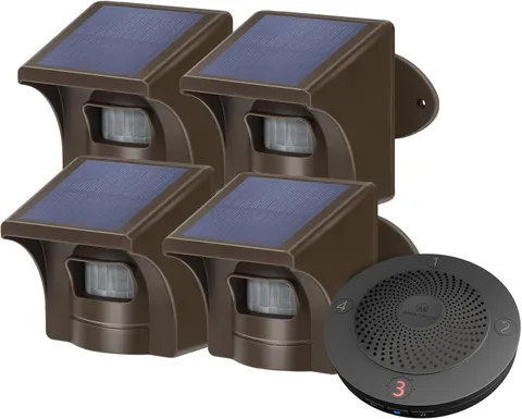 Solar Wireless Driveway Alarm 1 Plug-in Receiver & 4 Sensors