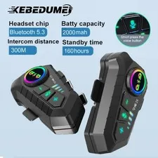 KEBIDUMEI Motorcycle Intercom Headset BT 5.3 Waterproof 2 Riders 300M Range