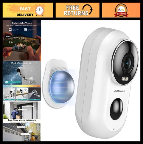 Wireless Outdoor Security Cameras - 2K Battery Powered, No-Drill Install, Color