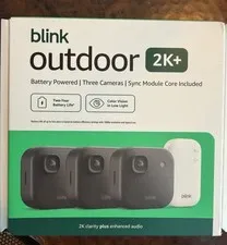BLINK OUTDOOR 2K+ WIRELESS SECURITY CAMERA 3 CAMERA SYSTEM NEW w/Sync Module