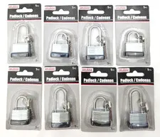 Lot of 8 Tool Bench Hardware Small Padlocks With Two Keys Short & Long Shackle