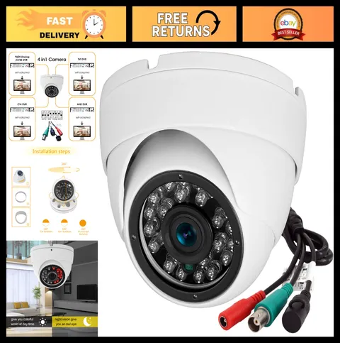 HD 1080P 4-in-1 Security Dome Camera - Outdoor Metal, IR Night Vision, 3.6mm Len
