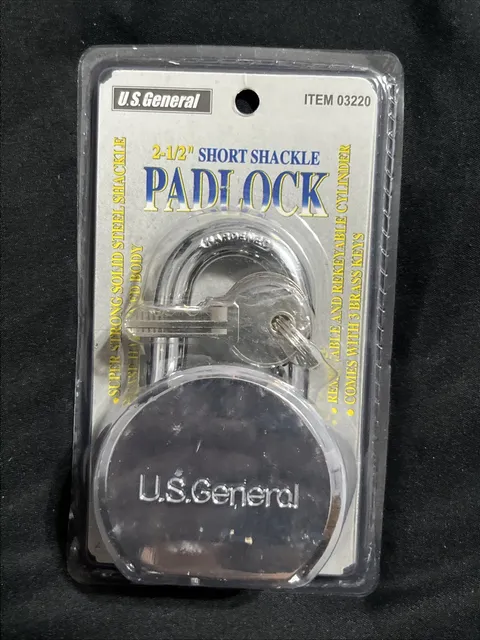 Padlock US General 2-1/2" short shackle padlock super strong 3 keys new
