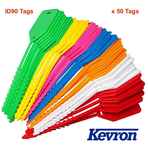 KEVRON Econotag ID90 - KID90ASS -50 MIXED Plastic Write On Key Tags-FREE POSTAGE