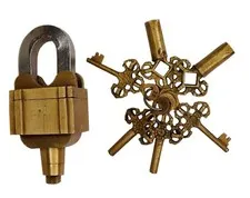 6 Keys Square Trick Puzzle Padlock Vintage Finish Handmade Brass Safety Lock