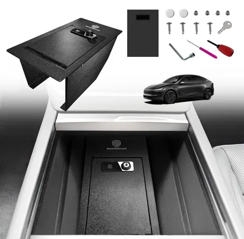 Tesla Model Y Juniper Center Console Safe Biometric Gun Vault 2026+ Hidden NEW