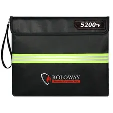 ROLOWAY Fireproof Document Bag (14 x 11 inch) with 5200 Upgraded Aluminum Foil