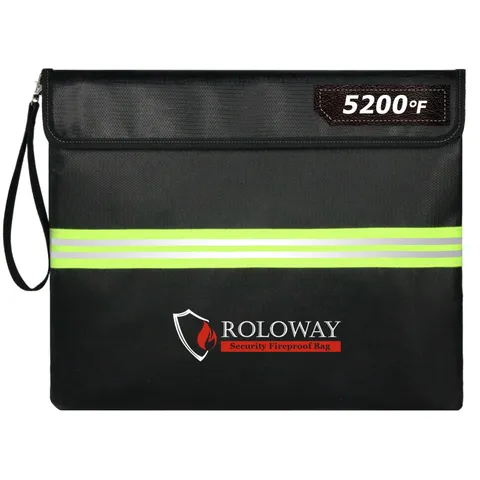 ROLOWAY Fireproof Document Bag (14 x 11 inch) with 5200 Upgraded Aluminum Foil