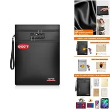 Noiposi 6400 Fireproof Document Bag Lock,Dual-Zip Compartments 15x11 Inch