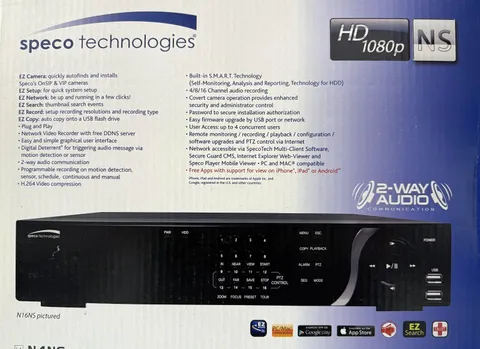 NEW Speco N4NS1TB, 4-Channel, 8MP NVR with 1TB HDD for CCTV