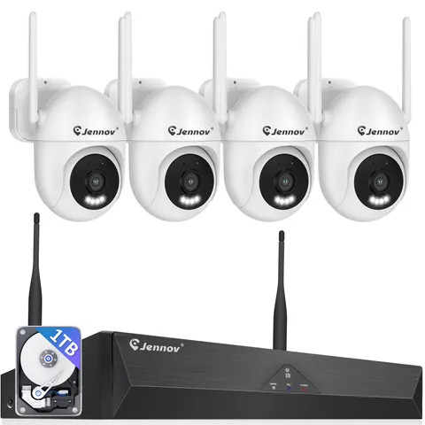 JENNOV 5MP WiFi NVR Security Camera Kit Outdoor Auto‑Tracking Two‑Way Audio