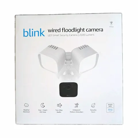 Blink Wired Floodlight Camera 2600 Lumens 1080p Alexa 2-Way Audio White