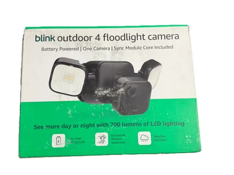 Blink Outdoor 4 Floodlight Camera w/ Sync Module Core 700 Lumens Black New