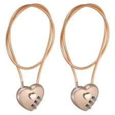 Combination Padlock (19.7", Rose Gold)(2Pcs), 3-Digit Heart Shaped Combo Padlock