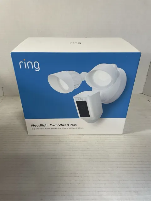 Ring Floodlight Cam Plus Outdoor Wired 1080p FHD Surveillance Camera White - NEW