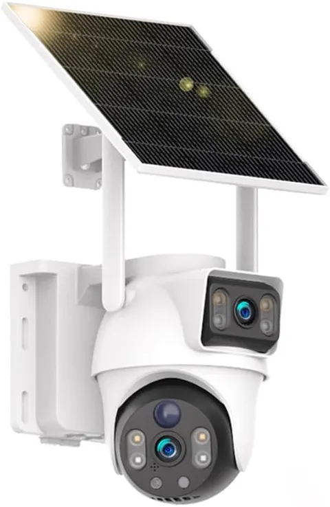 Wifi Security Camera, 4K Solar Dual-Eye Outdoor Wireless 360° PTZ Wifi Camera wi