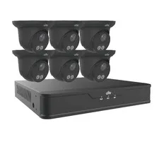 UNV Black 4K NVR Kit EK-S31P8DLT46T2-BK 6x 4MP Dual Light Turret Mic 2TB HDD