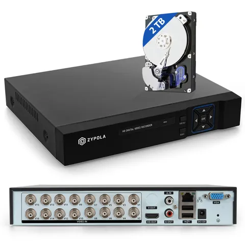Zypola 1080p 8-Channel Hybrid CCTV DVR Recorder w/ Preinstalled 2 TB Harddrive