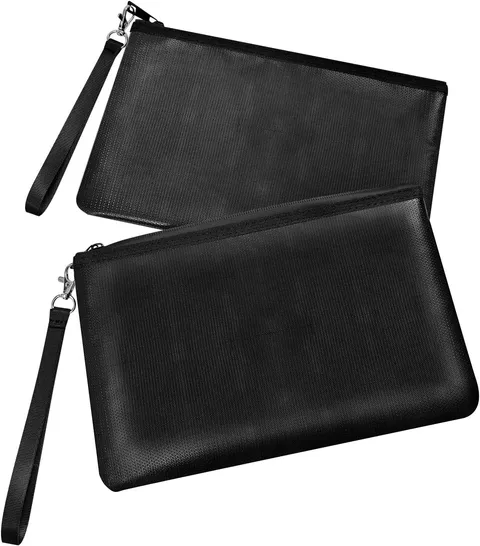 6400°F Fireproof Money Bag 2Pcs, Fireproof Document Bags, Bank Cash Bag with Zip