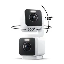 Wyze - Duo Cam Pan Dual 2K Indoor/Outdoor Plug-in WiFi Security Camera with P...