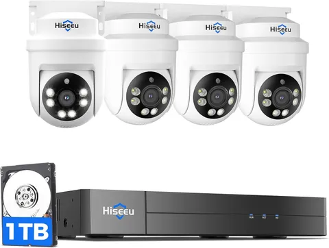 3K 360°View PTZ Wired Security Camera System with Color Night Vision,Audio 8Ch 5
