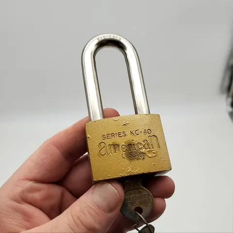 American Lock Padlock 2-1/8"L x 0.38"D Shackle 1-3/4" Wide No KC 41 USA Made