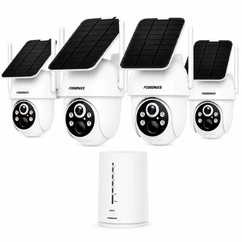 FOSSENXE Solar Security Cameras Wireless Outdoor, 4-Camera 2K Home 4-Cam-Kit