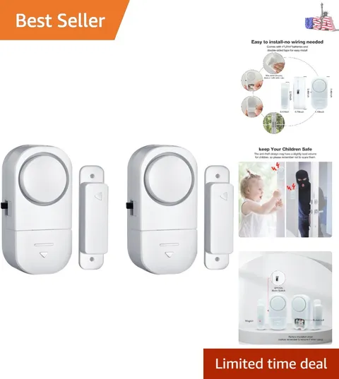 2-Pack 90dB Door Window Alarms for Ultimate Home Security & Kids Safety