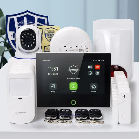 HOMSECUR Wireless WIFI 4G LCD Home House 7" Alarm System+Wireless Flash Siren